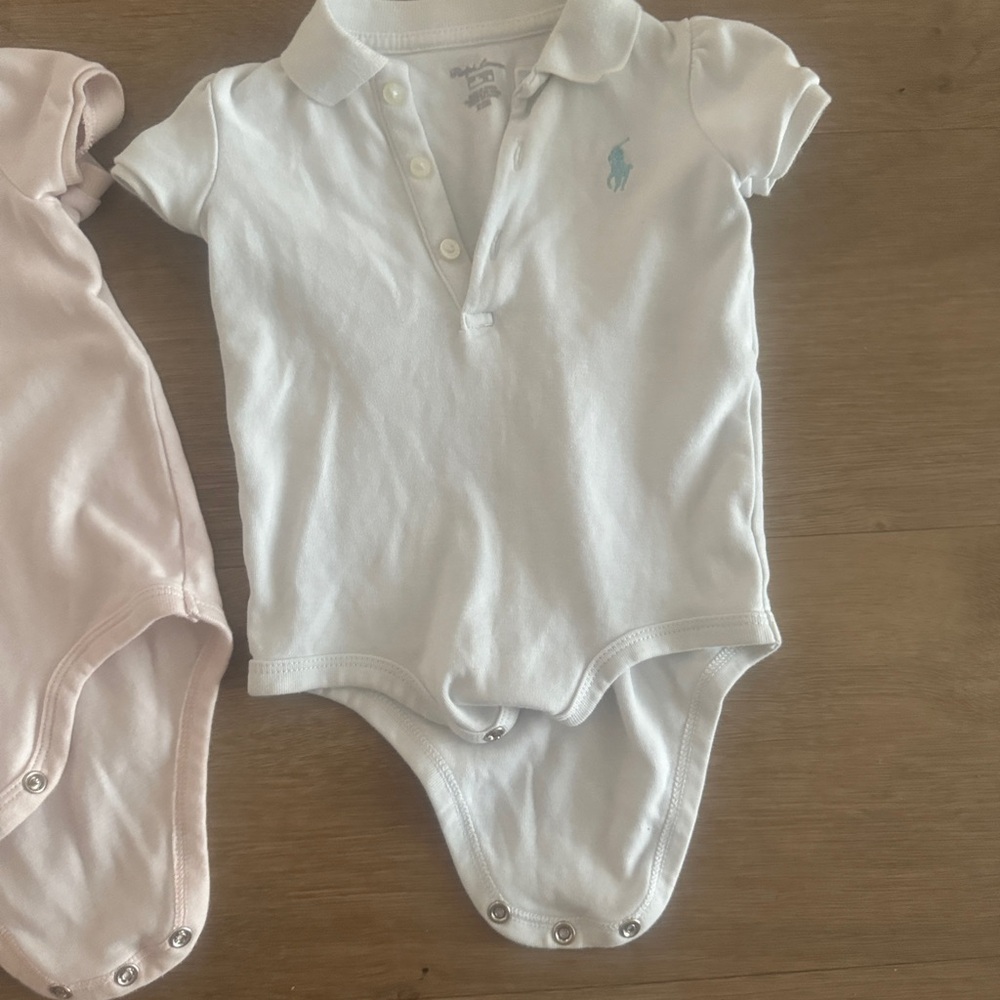 Polo by Ralph Lauren White and Light Blue Bodysuit